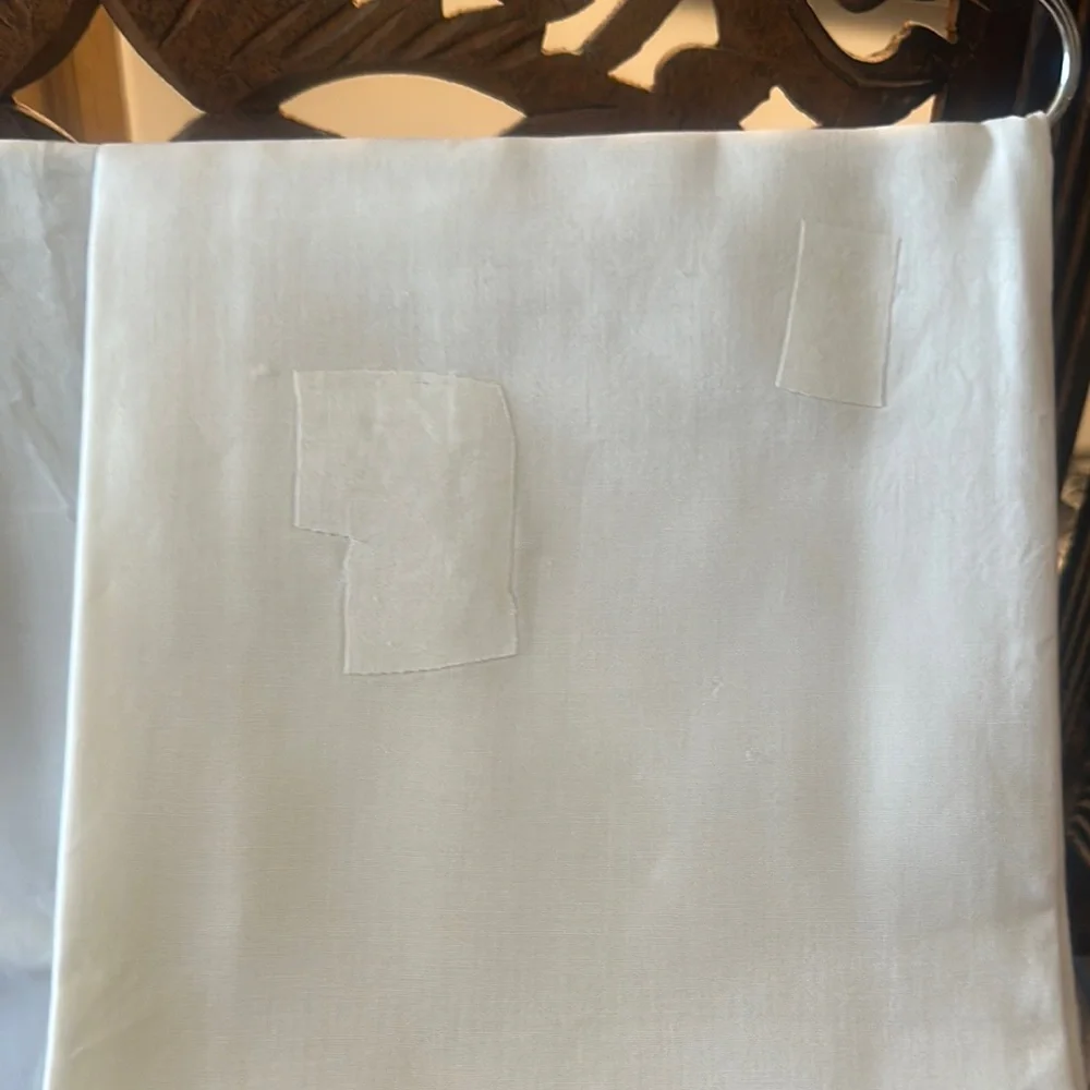 Vintage Pair of Floral Hand Embroidered Linen King Scalloped Edge Pillowcases.